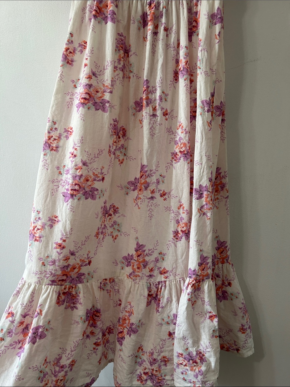Dizzy Lizzy Dress Floral Puff-Sleeve Smocked Waist Ruffle Tier Hem Cottage Midi - Picture 3 of 16